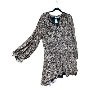 The Nines by HATCH Leopard Print Mini Dress in Tan and Black